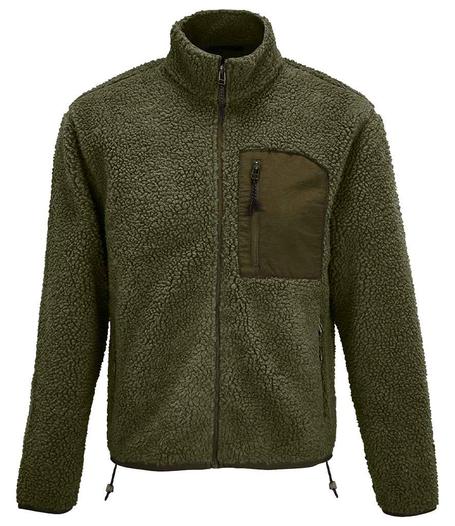 SOL'S Unisex Fury Sherpa Jacket - Army/Dark Army