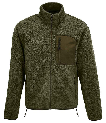 SOL'S Unisex Fury Sherpa Jacket - Army/Dark Army