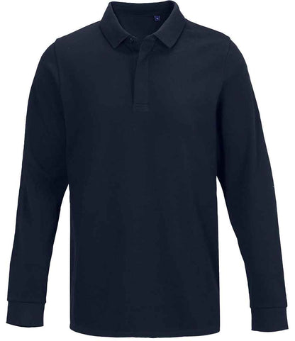 NEOBLU Owen Long Sleeve Piqué Polo Shirt in Night Blue