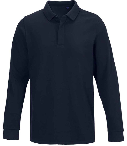 NEOBLU Owen Long Sleeve Piqué Polo Shirt in Night Blue