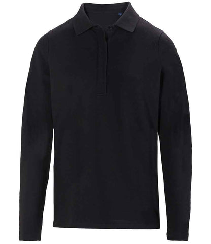NEOBLU Ladies Owen Long Sleeve Piqué Polo Shirt in Deep Black