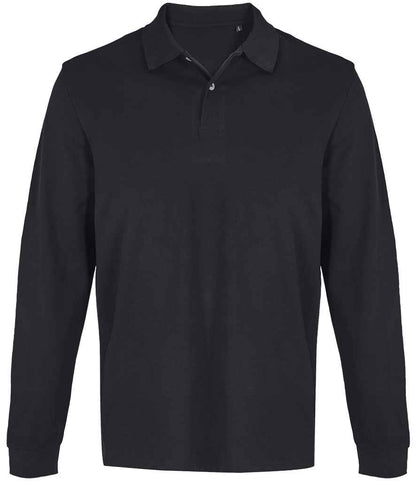 SOL'S Unisex Pacific Long Sleeve Piqué Polo Shirt in Black