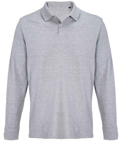 SOL'S Unisex Pacific Long Sleeve Piqué Polo Shirt in Grey Marl