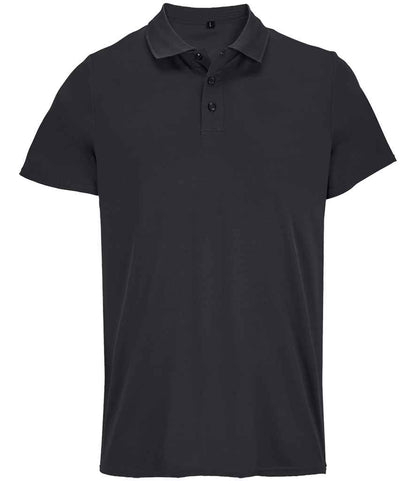 SOL'S Unisex Pitcher Recycled Polyester Piqué Polo Shirt in Black