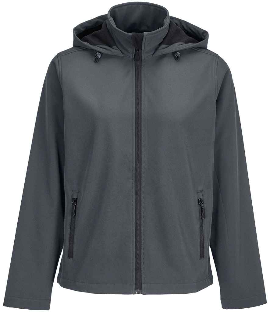 SOL'S Ladies Race Hooded Soft Shell Jacket in Charcoal
