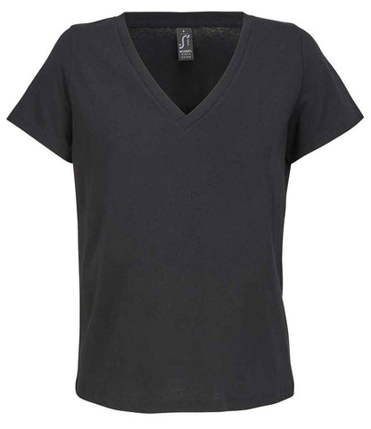SOL'S Ladies Regent V Neck T-Shirt in Deep Black