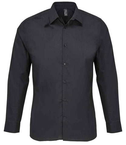 SOL'S Bailey Long Sleeve Poplin Shirt in Black