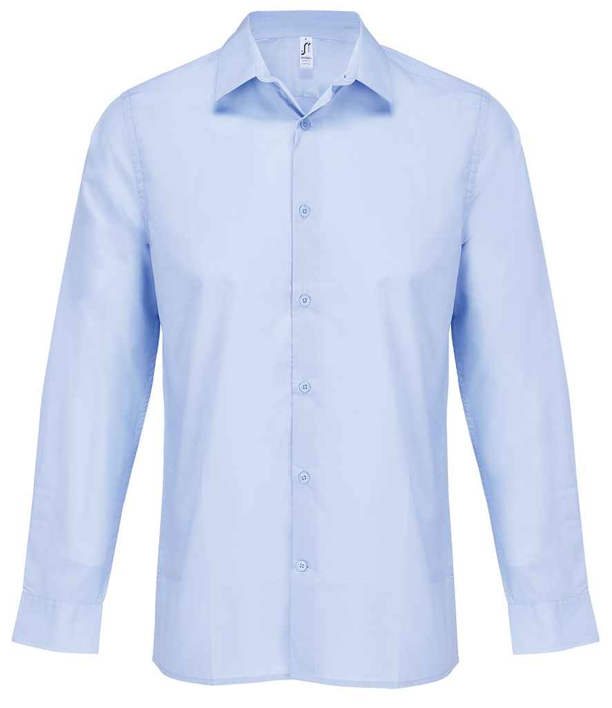 SOL'S Bailey Long Sleeve Poplin Shirt in Sky Blue