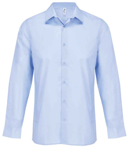SOL'S Bailey Long Sleeve Poplin Shirt in Sky Blue