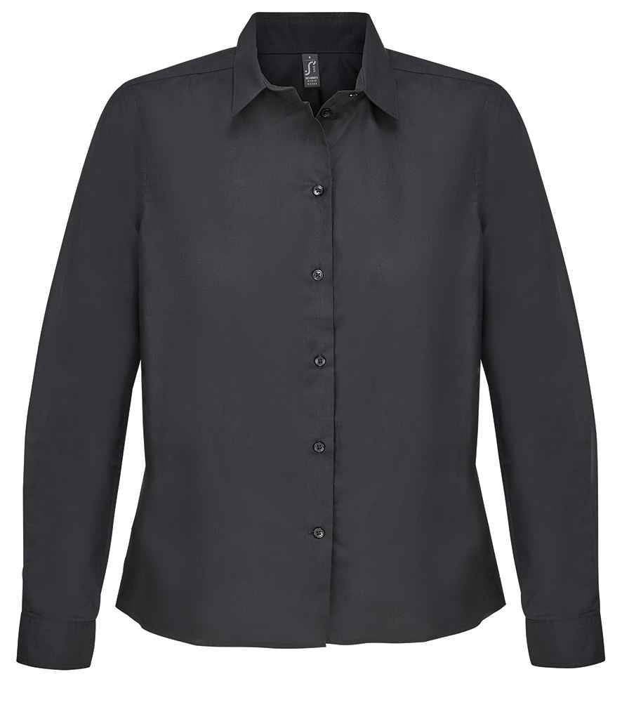 SOL'S Ladies Bailey Long Sleeve Poplin Shirt in Black