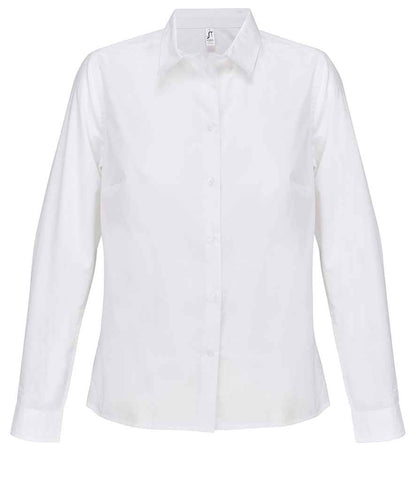 SOL'S Ladies Bailey Long Sleeve Poplin Shirt in White