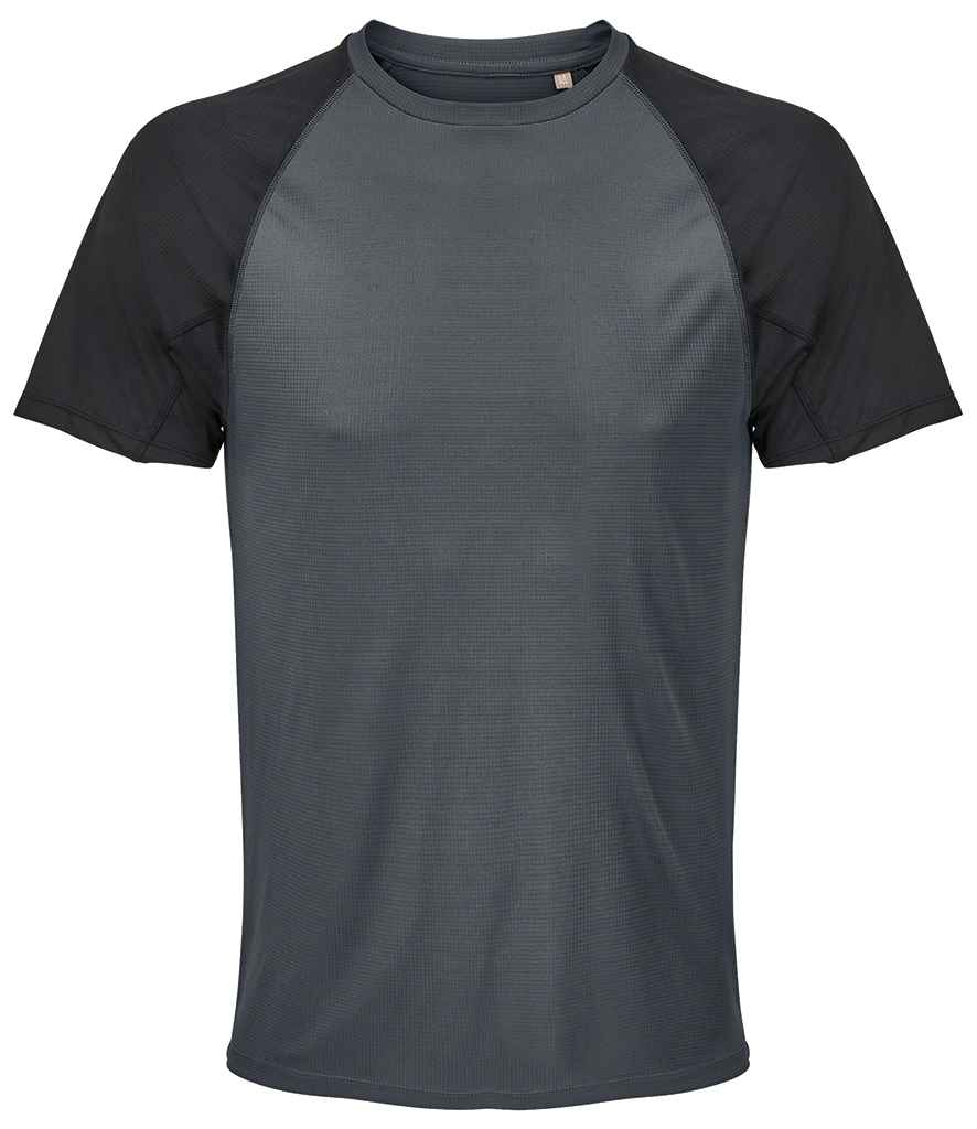 SOL'S Vortex Ripstop Performance T-Shirt - Black/Charcoal
