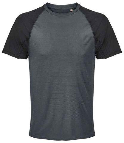 SOL'S Vortex Ripstop Performance T-Shirt - Black/Charcoal