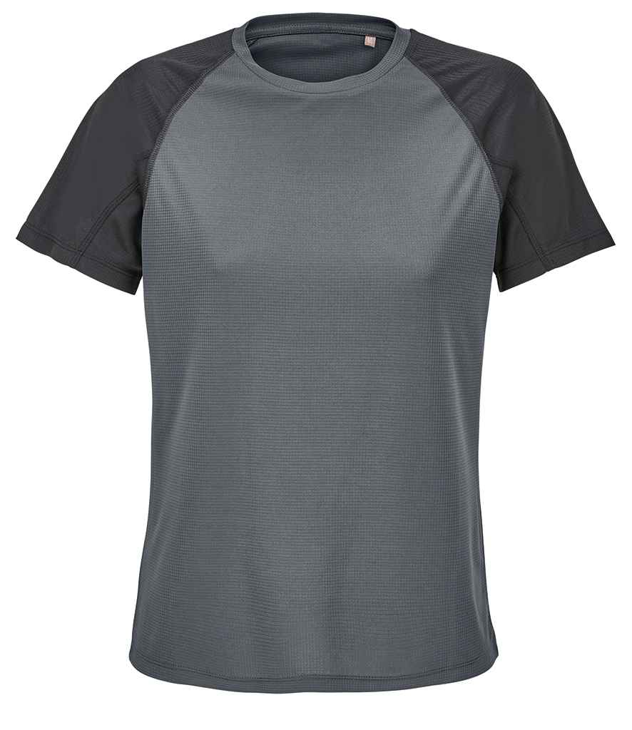 SOL'S Ladies Vortex Ripstop Performance T-Shirt - Black/Charcoal
