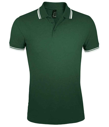 SOL'S Pasadena Tipped Cotton Piqué Polo Shirt in Forest Green/White