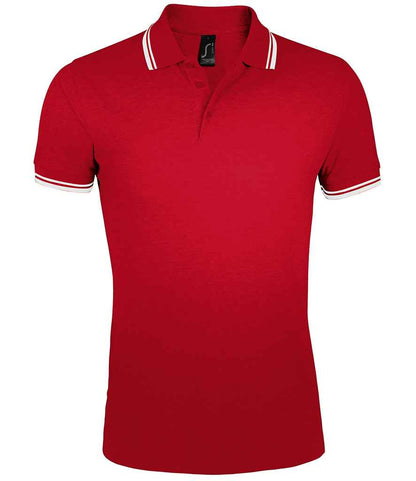 SOL'S Pasadena Tipped Cotton Piqué Polo Shirt in Red/White