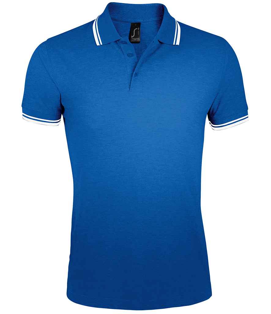 SOL'S Pasadena Tipped Cotton Piqué Polo Shirt in Royal Blue/White