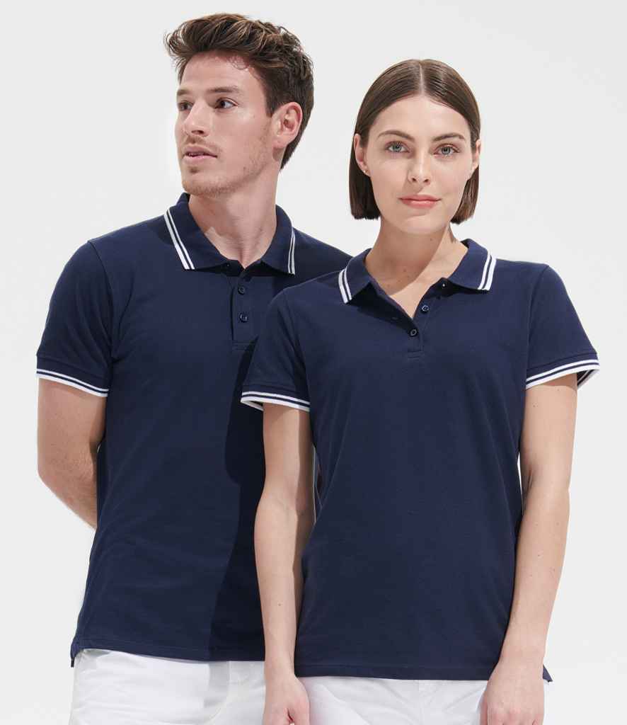 SOL'S Ladies Pasadena Tipped Cotton Piqué Polo Shirt - model image