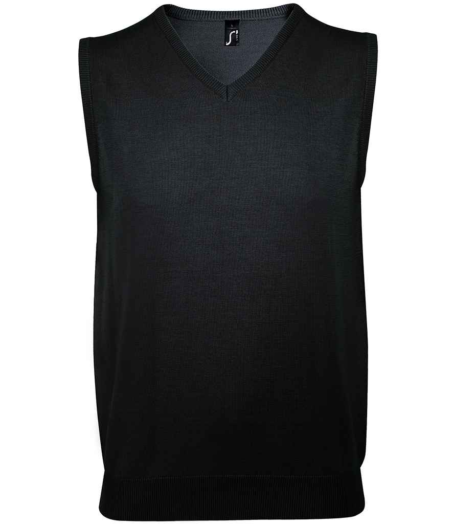SOL'S Unisex Gentlemen Sleeveless Cotton Acrylic V Neck Sweater in Black