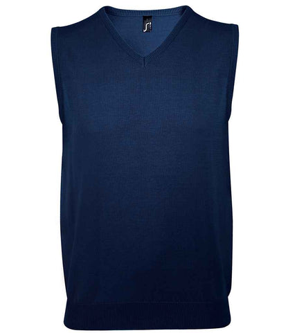 SOL'S Unisex Gentlemen Sleeveless Cotton Acrylic V Neck Sweater in Navy