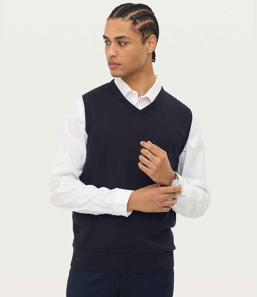 SOL'S Unisex Gentlemen Sleeveless Cotton Acrylic V Neck Sweater - model image