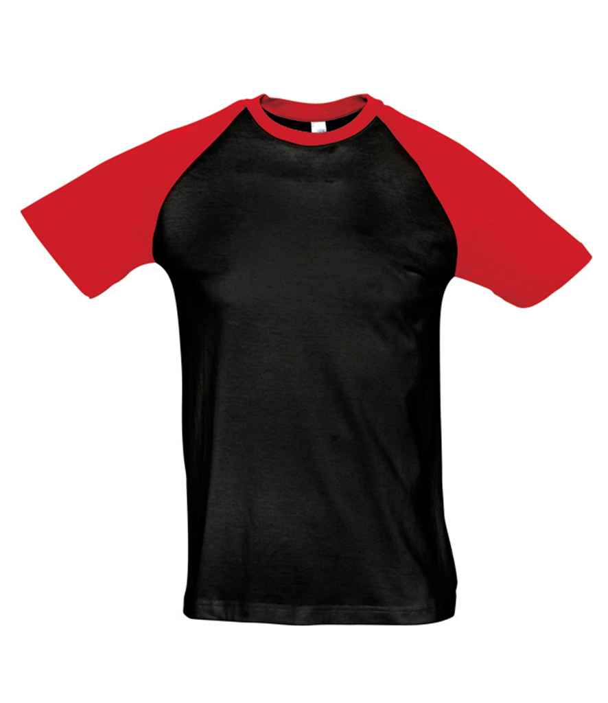 SOL'S Funky Contrast Baseball T-Shirt - Black/Red