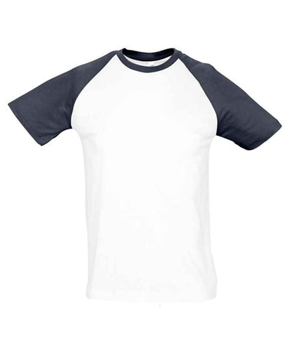 SOL'S Funky Contrast Baseball T-Shirt in White/Navy