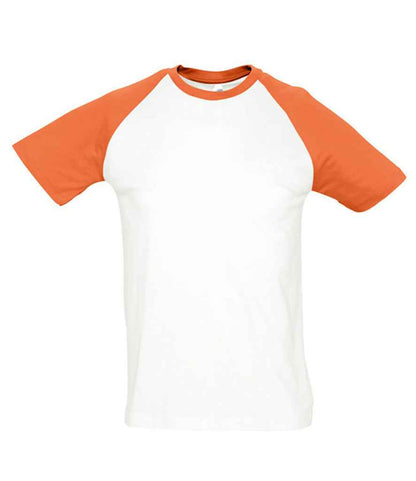 SOL'S Funky Contrast Baseball T-Shirt - White/Orange