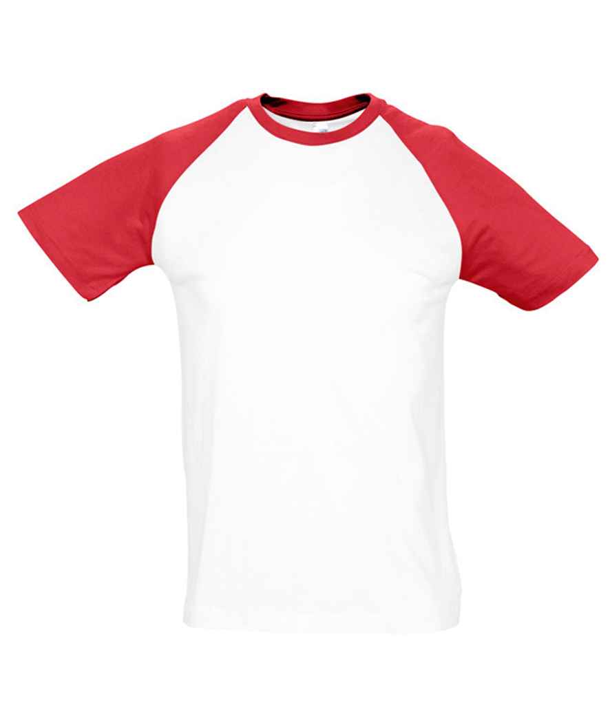 SOL'S Funky Contrast Baseball T-Shirt - White/Red