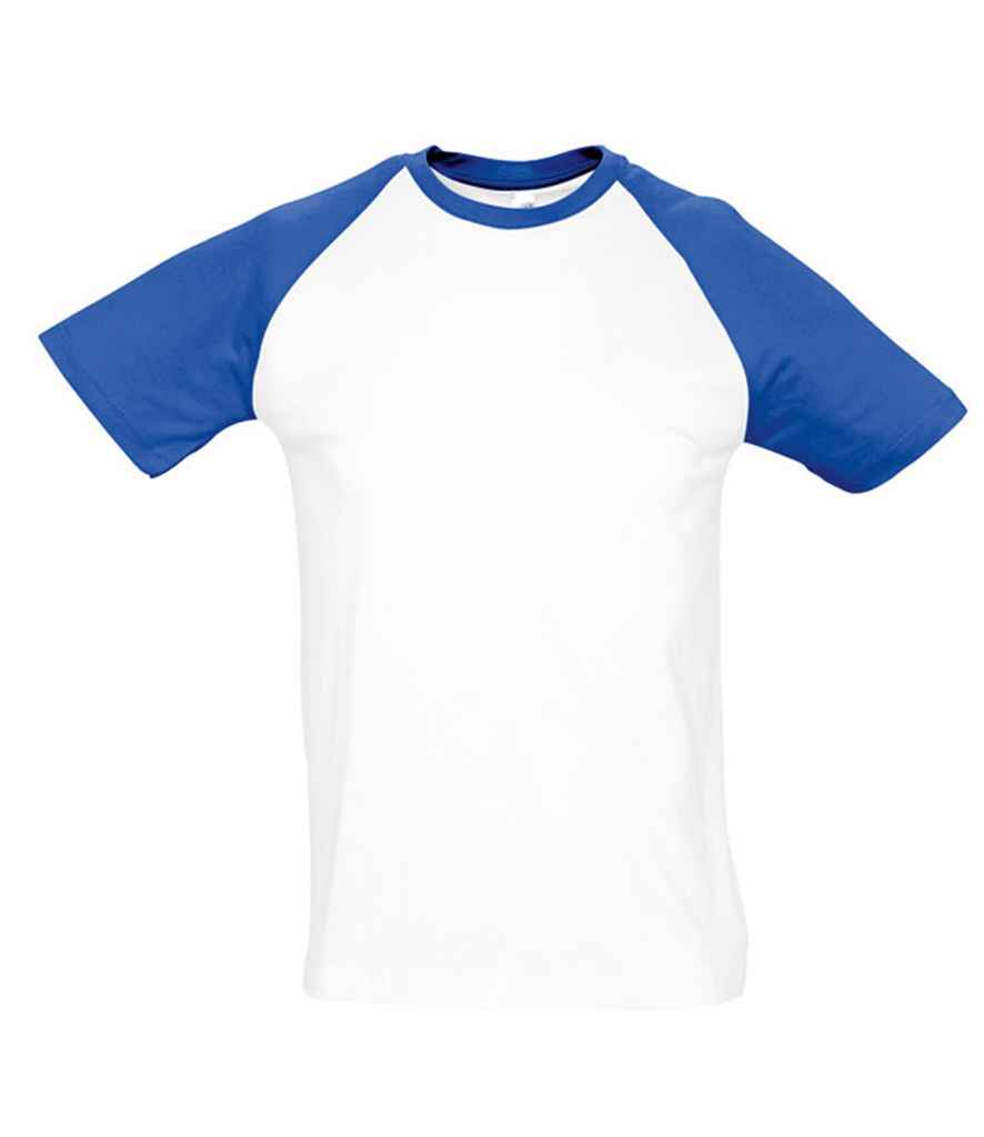 SOL'S Funky Contrast Baseball T-Shirt - White/Royal Blue