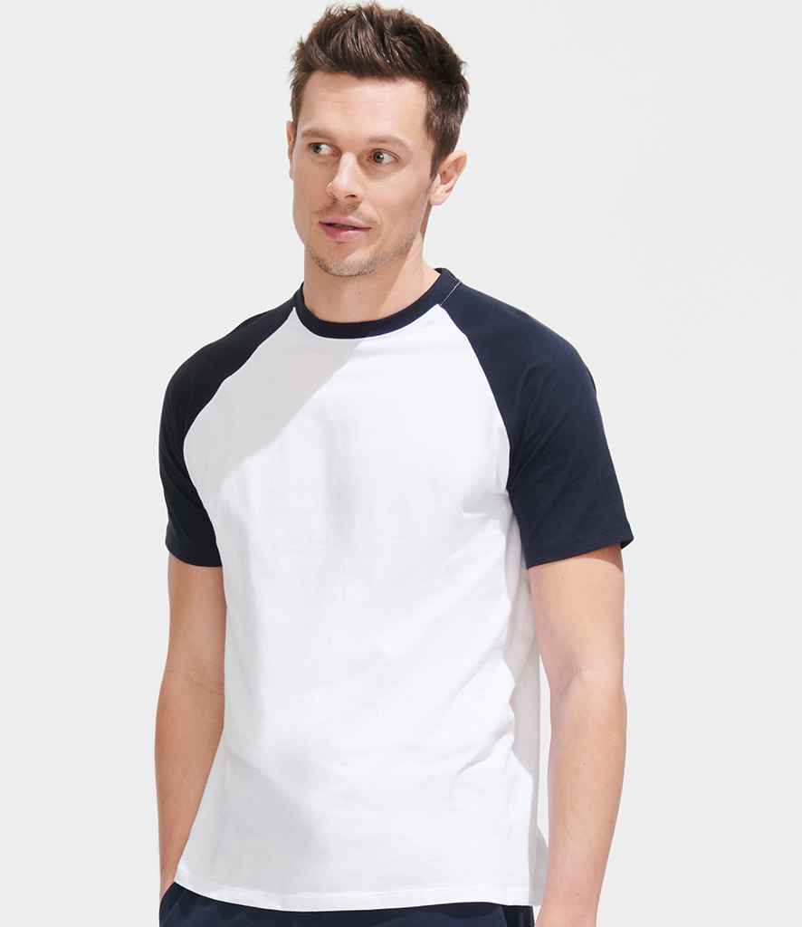 SOL'S Funky Contrast Baseball T-Shirt - White/Navy