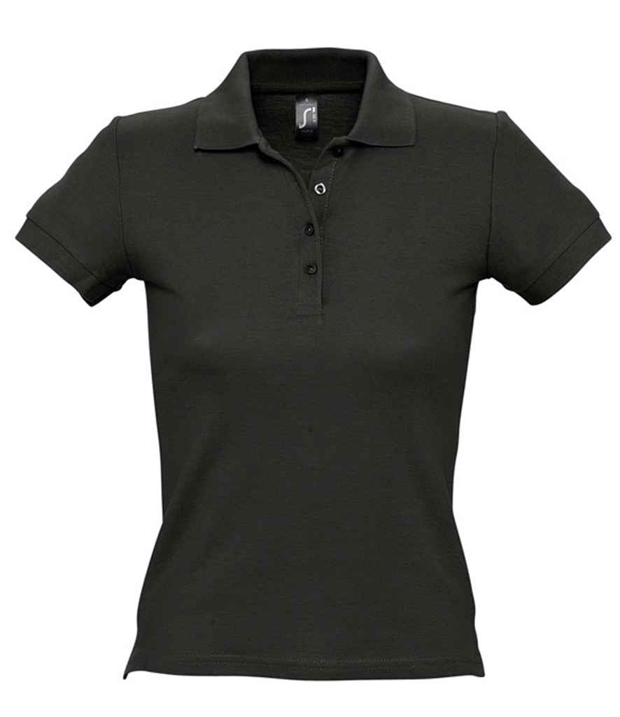 SOL'S Ladies People Cotton Piqué Polo Shirt in Black