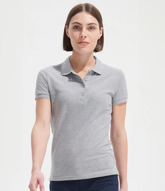 SOL'S Ladies People Cotton Piqué Polo Shirt - Grey Marl - Model