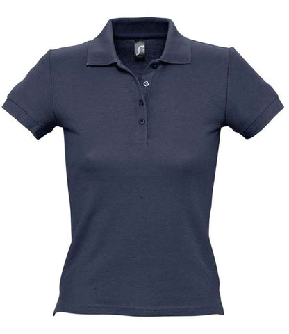 SOL'S Ladies People Cotton Piqué Polo Shirt in Navy