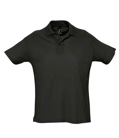 SOL'S Summer II Cotton Piqué Polo Shirt in Black