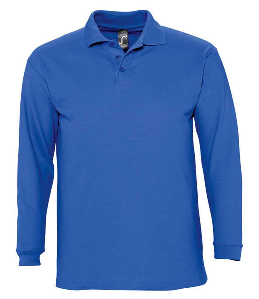 SOL'S Winter II Long Sleeve Cotton Piqué Polo Shirt in Royal Blue