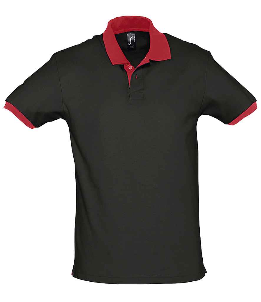 SOL'S Prince Contrast Cotton Piqué Polo Shirt in Black/Red