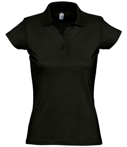 SOL'S Ladies Prescott Cotton Jersey Polo Shirt in Deep Black