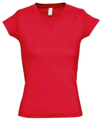 SOL'S Ladies Moon V Neck T-Shirt - Red