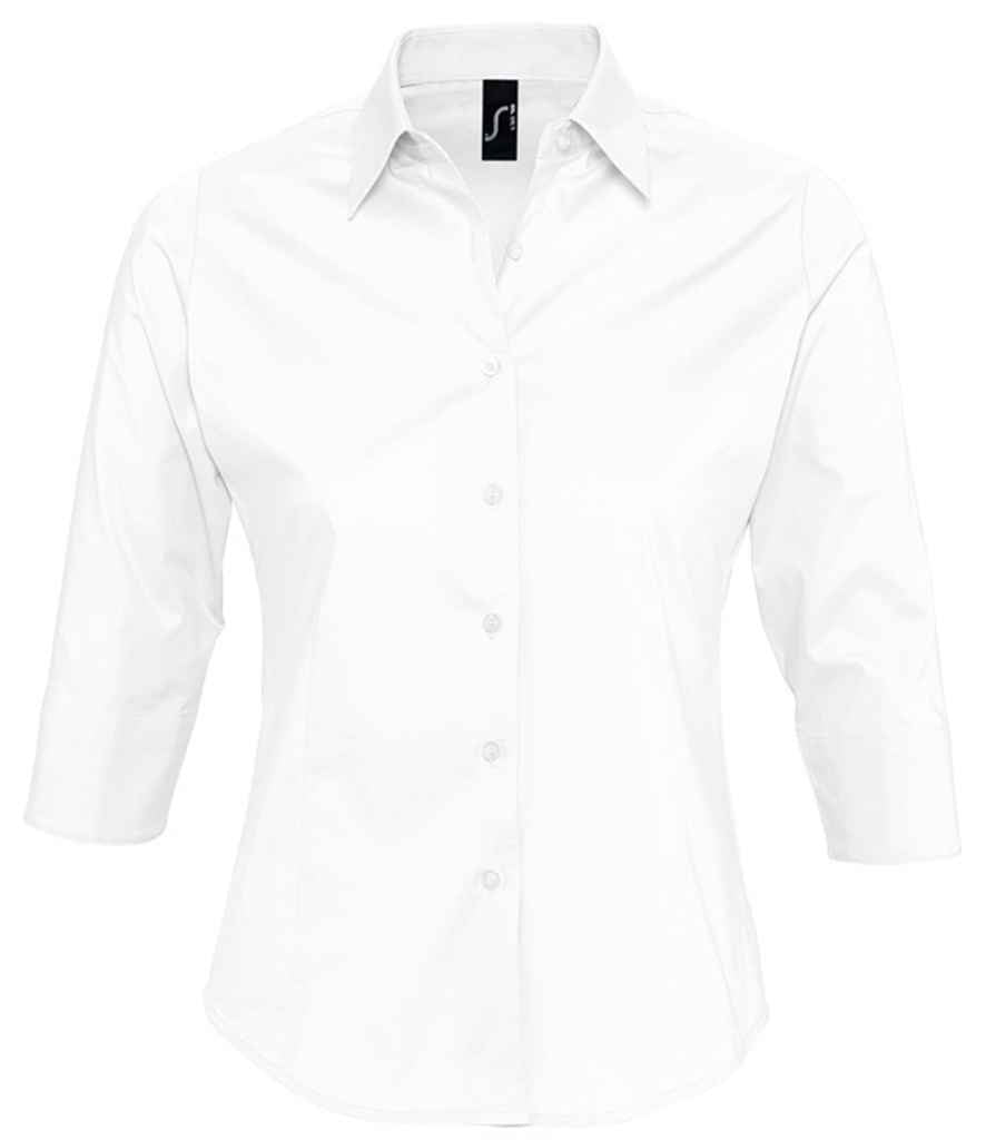 SOL'S Ladies Effect 3/4 Sleeve Fitted Shirt in White