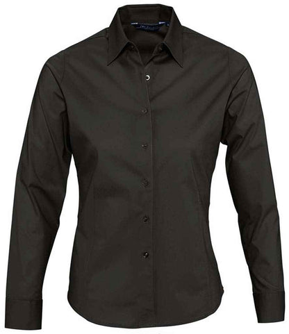 SOL'S Ladies Eden Long Sleeve Fitted Shirt in Black