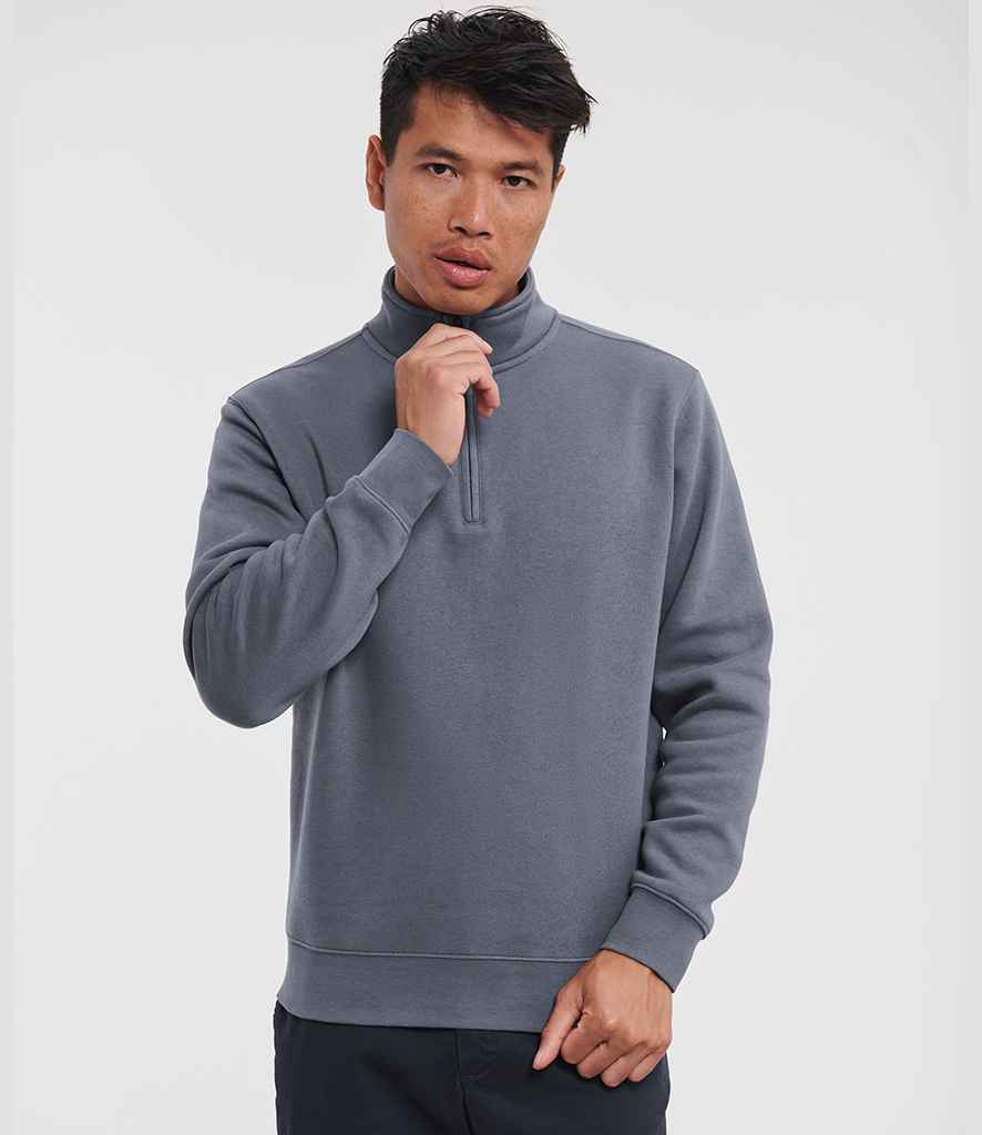 Russell Russell Athletic Authentic Zip Neck Sweatshirt Convoy Grey