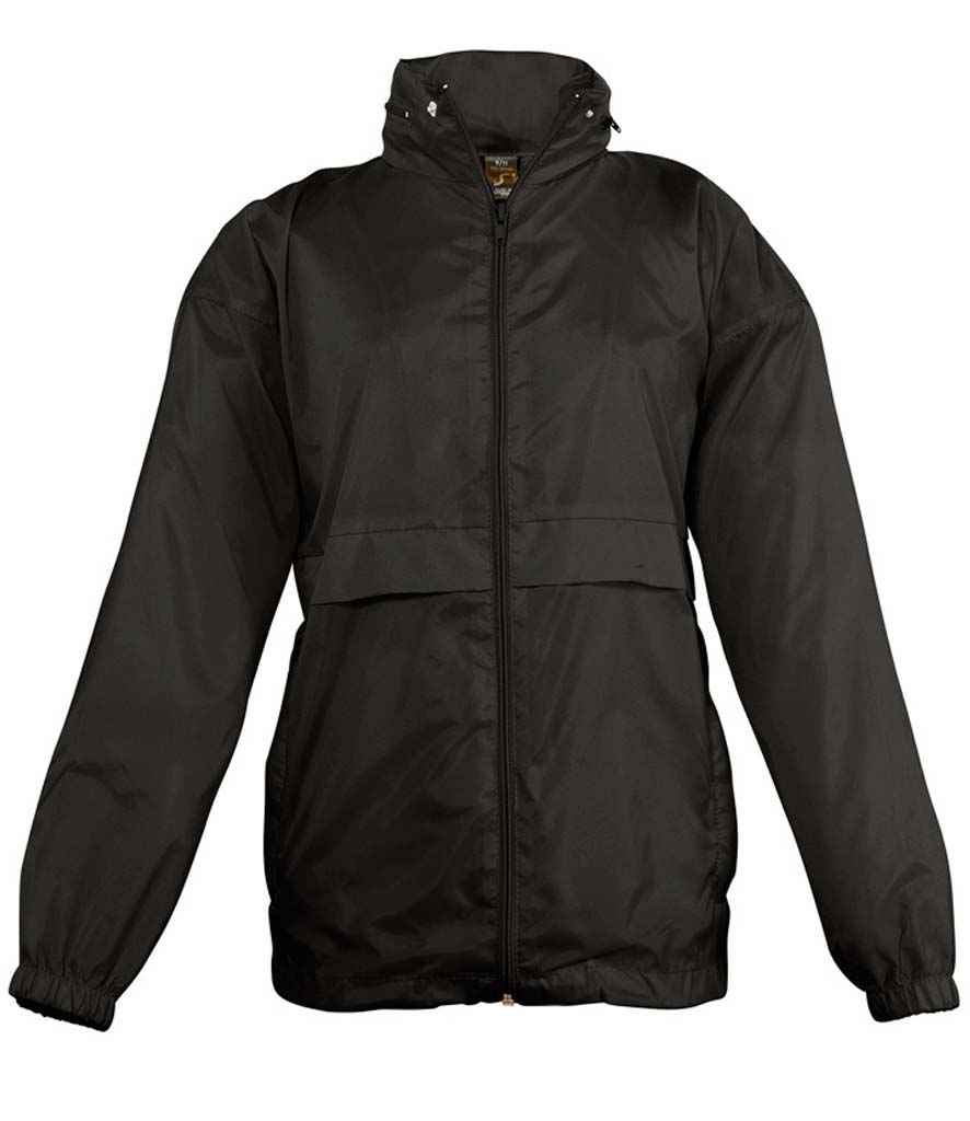 SOL'S Kids Surf Windbreaker Jacket in Black