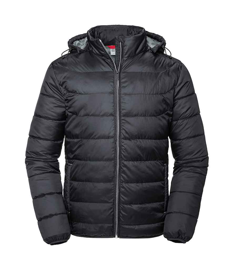 Russell Athletic Hooded Nano Padded Jacket in Black