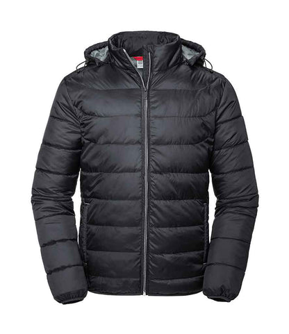Russell Athletic Hooded Nano Padded Jacket in Black