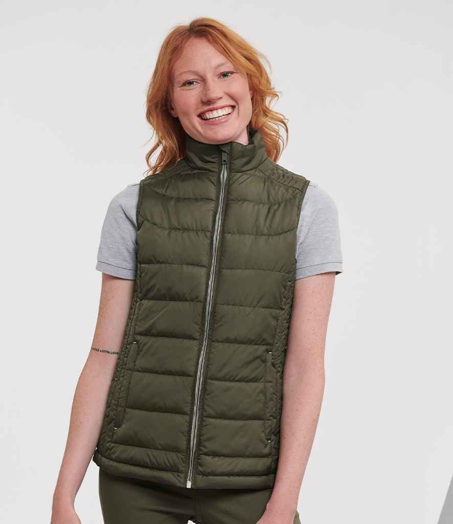 Russell Russell Athletic Ladies Nano Padded Bodywarmer Dark Olive