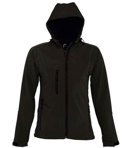 SOL'S Ladies Replay Hooded Soft Shell Jacket in Black