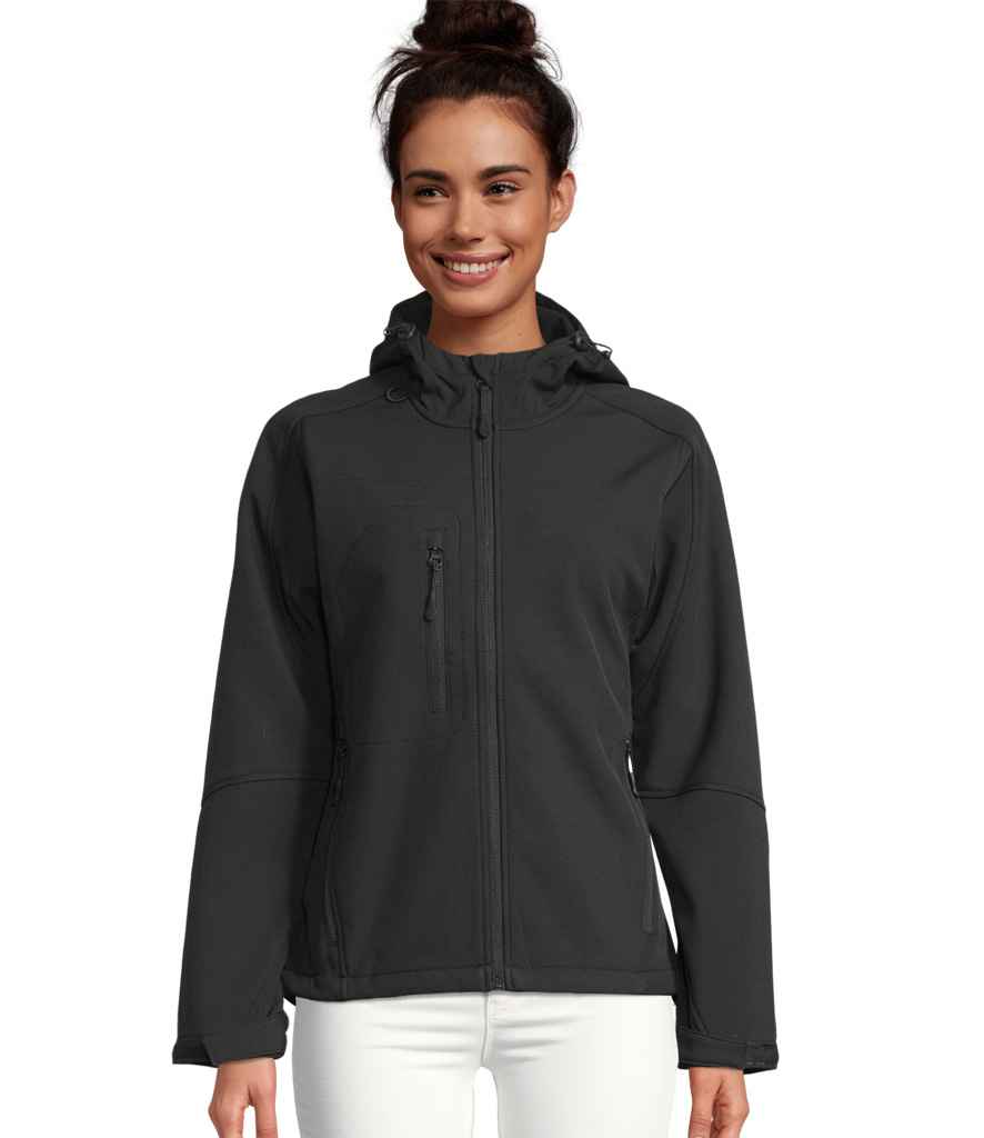 SOL'S Ladies Replay Hooded Soft Shell Jacket - Black
