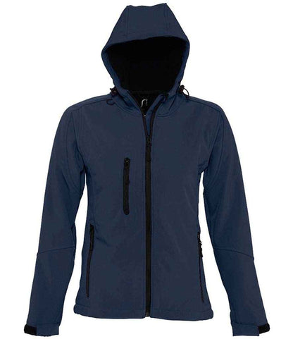 SOL'S Ladies Replay Hooded Soft Shell Jacket in French Navy
