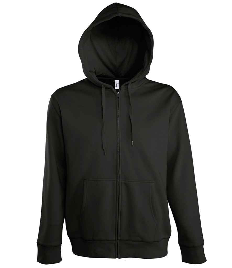 SOL'S Seven Zip Hooded Sweatshirt in Black
